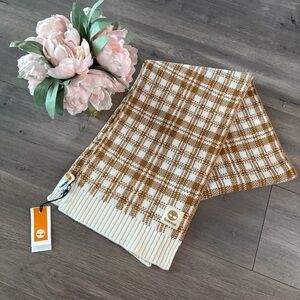 New Timberland Wheat & Cream Plaid Scarf
